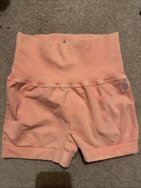 FP Movement by Free People Peach Ribbed High-Waist Bike Shorts